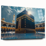 Acrylic print of a large abstract depiction of a Middle Eastern desert in earth tones, ideal for dining room decor.
