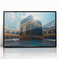 Large abstract wall art of a Saudi Arabian landscape in muted earth tones, framed in black acrylic, suited for modern decor.