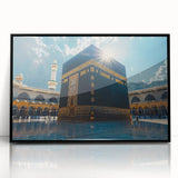 Large abstract wall art of a Saudi Arabian landscape in muted earth tones, framed in black acrylic, suited for modern decor.