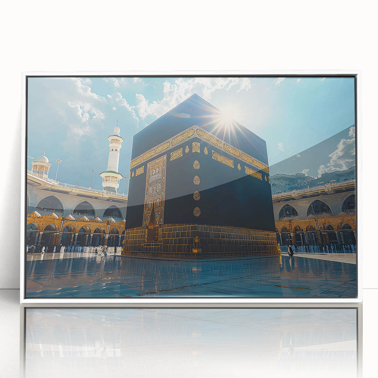 Art deco poster of a Saudi Arabian landscape in muted earth tones, framed acrylic, ideal for modern art wall decor.
