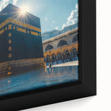 Extra large framed canvas depicting a textured, colorful Middle-Eastern landscape, ideal for living room decor.
