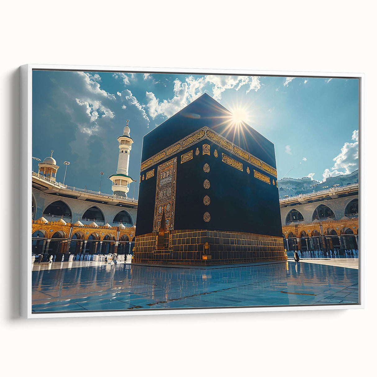 Vintage poster art of a Middle Eastern scenery on framed canvas, featuring a palette of earth tones.