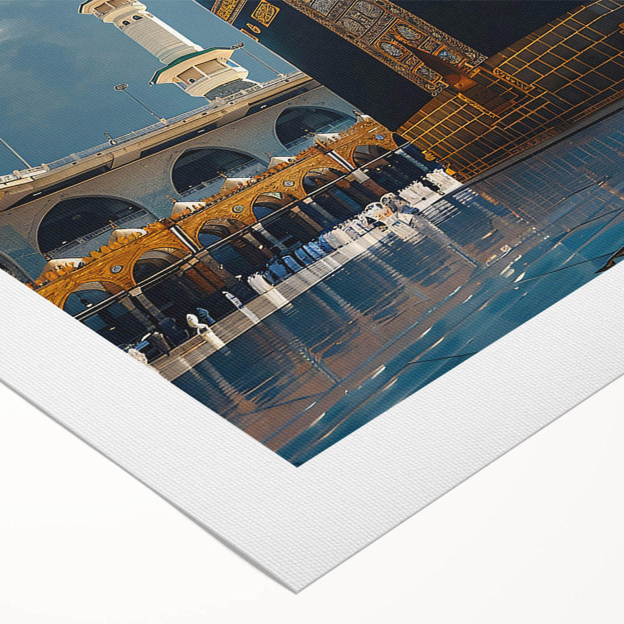 Art deco poster depicting a stylized Saudi Arabian landscape in muted earth tones on rolled canvas.