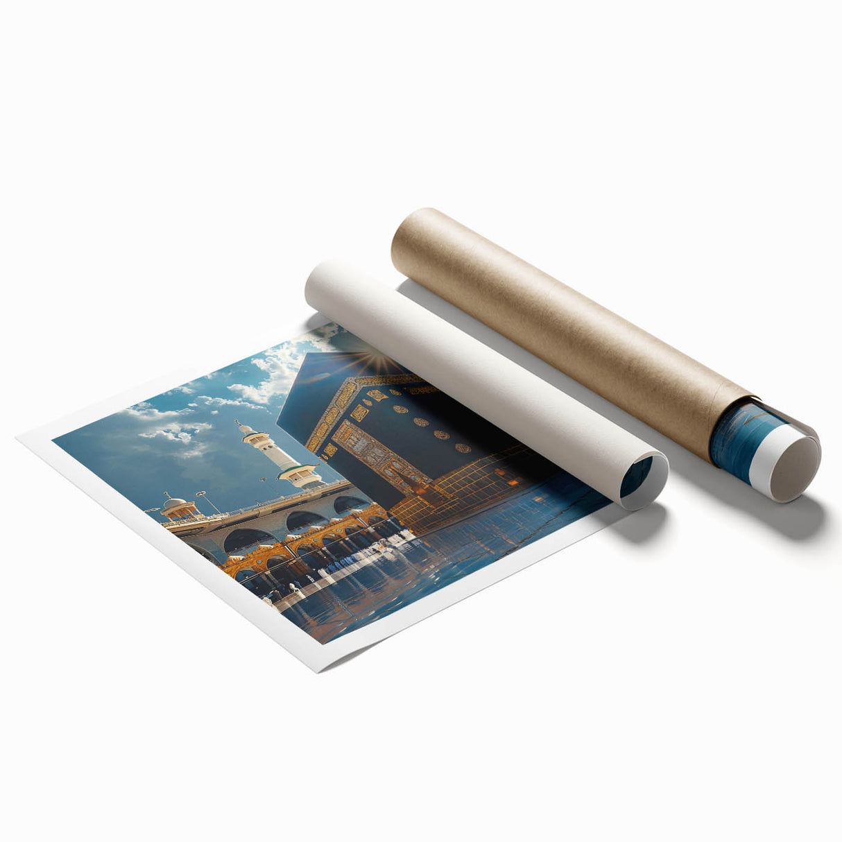 Extra large rolled print depicting a floral art scene in muted earth tones.