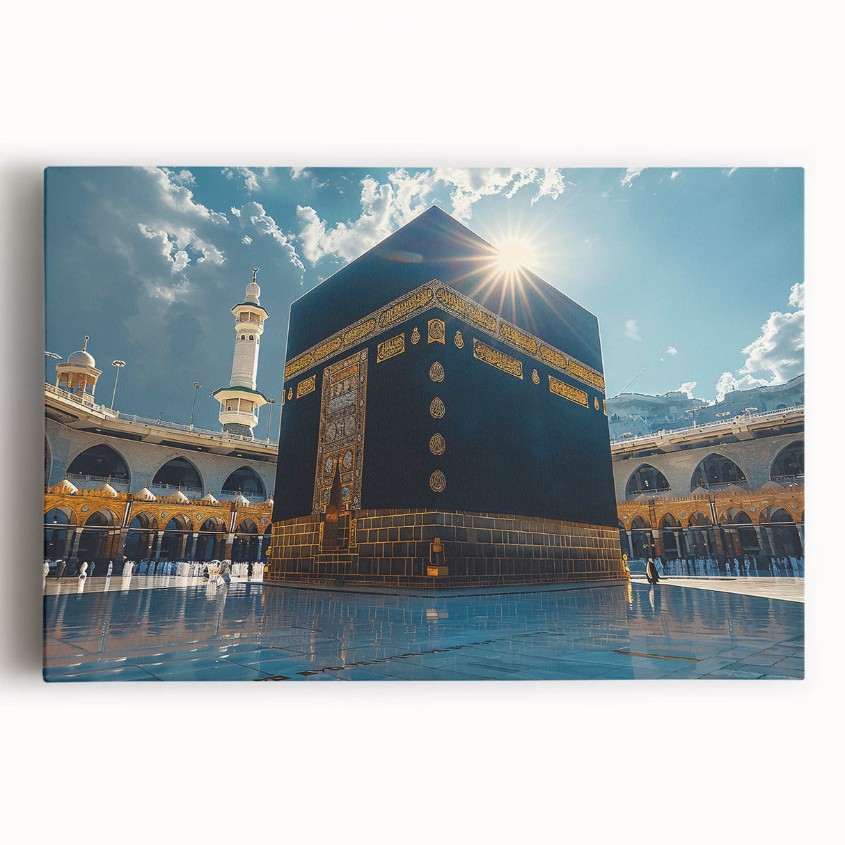 Black and white stretched canvas of a Saudi Arabian landscape, ideal for kitchen wall art.