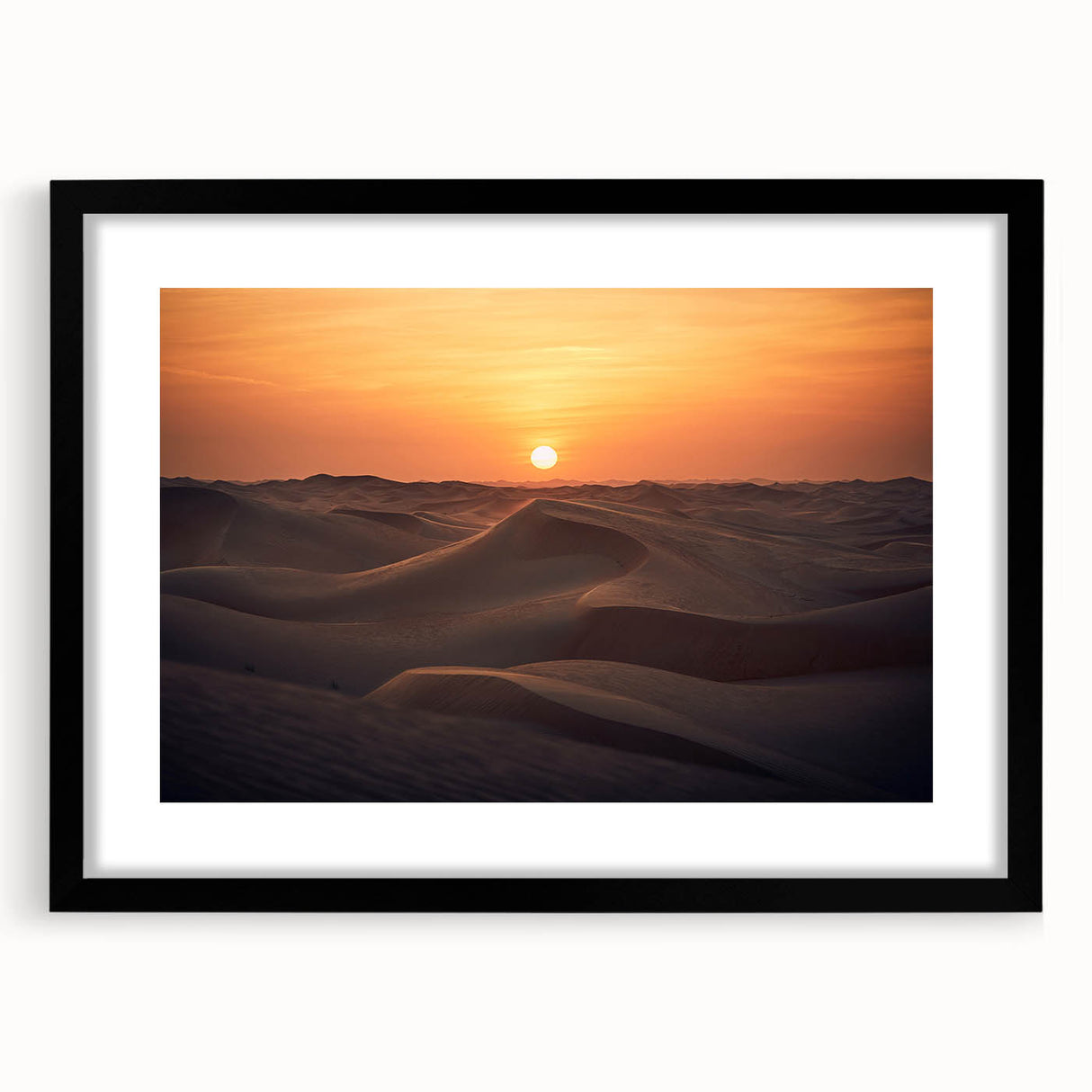 Extra large framed print of an abstract Abu Dhabi skyline in vibrant, colorful textures, ideal for living room decor.