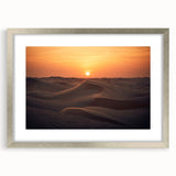 Textured abstract art print depicting the Abu Dhabi skyline in muted gray tones on a framed silver mat.