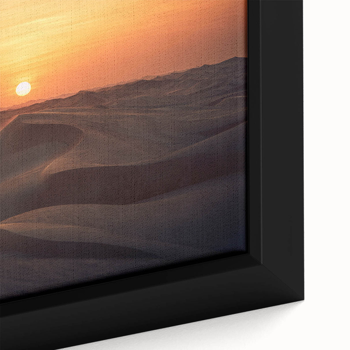 Extra large black wall art featuring a textured Abu Dhabi skyline in colorful hues, displayed on a framed canvas.