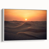 Vintage poster art of Abu Dhabi scenery on a large framed canvas, featuring colorful art with black accents.
