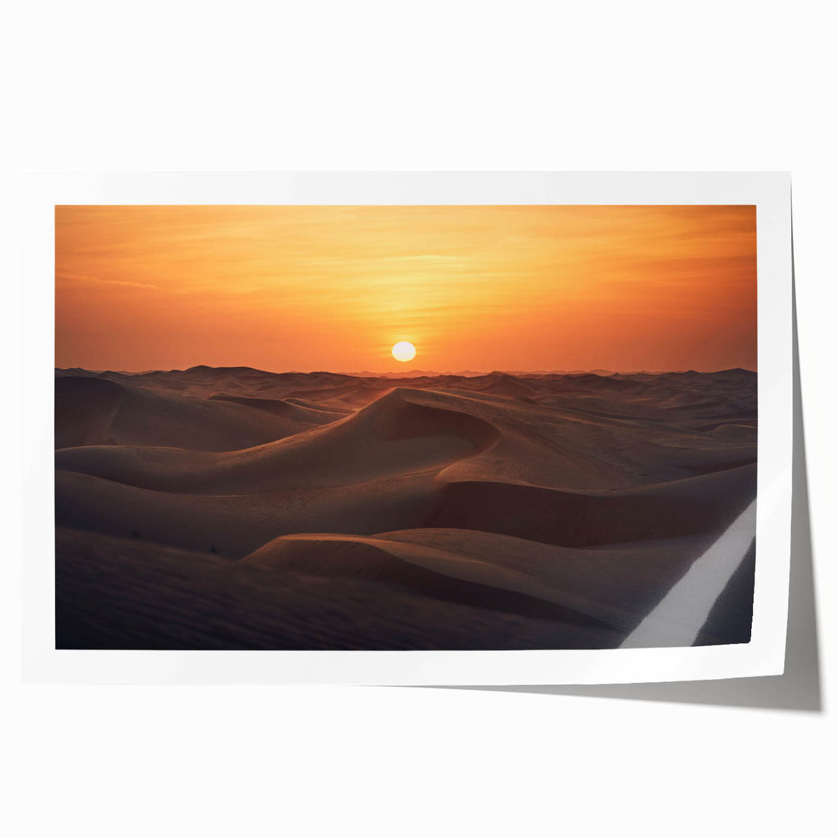 Extra large rolled print of Abu Dhabi scenery with vibrant twilight hues, ideal for dining room wall art.