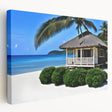 Large art depicting a serene Tahitian landscape on stretched canvas, ideal for kitchen wall art.