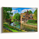 Framed canvas of a serene Canterbury, New Zealand landscape in muted greens and blues, ideal for bedroom wall art.