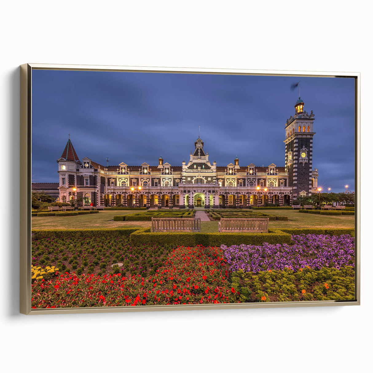 Framed canvas depicting a serene Otago, New Zealand landscape in muted earth tones, ideal for bedroom wall art.