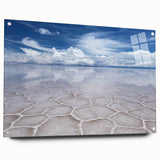 Acrylic print of a large abstract depiction of Bolivia landscape in earth tones, suitable for bedroom or dining room decor.