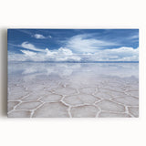 Large black and white photo of Bolivian landscape on stretched canvas, suited for kitchen art.