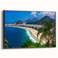 Black and white landscape art painting of a Brazilian scene on framed canvas, suitable for bedroom decor.