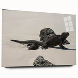 Acrylic print of a large abstract depiction of the Galapagos, in blue and green tones.