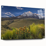 Acrylic print of a large abstract landscape, featuring earthy tones, ideal for bedroom or dining room decor.