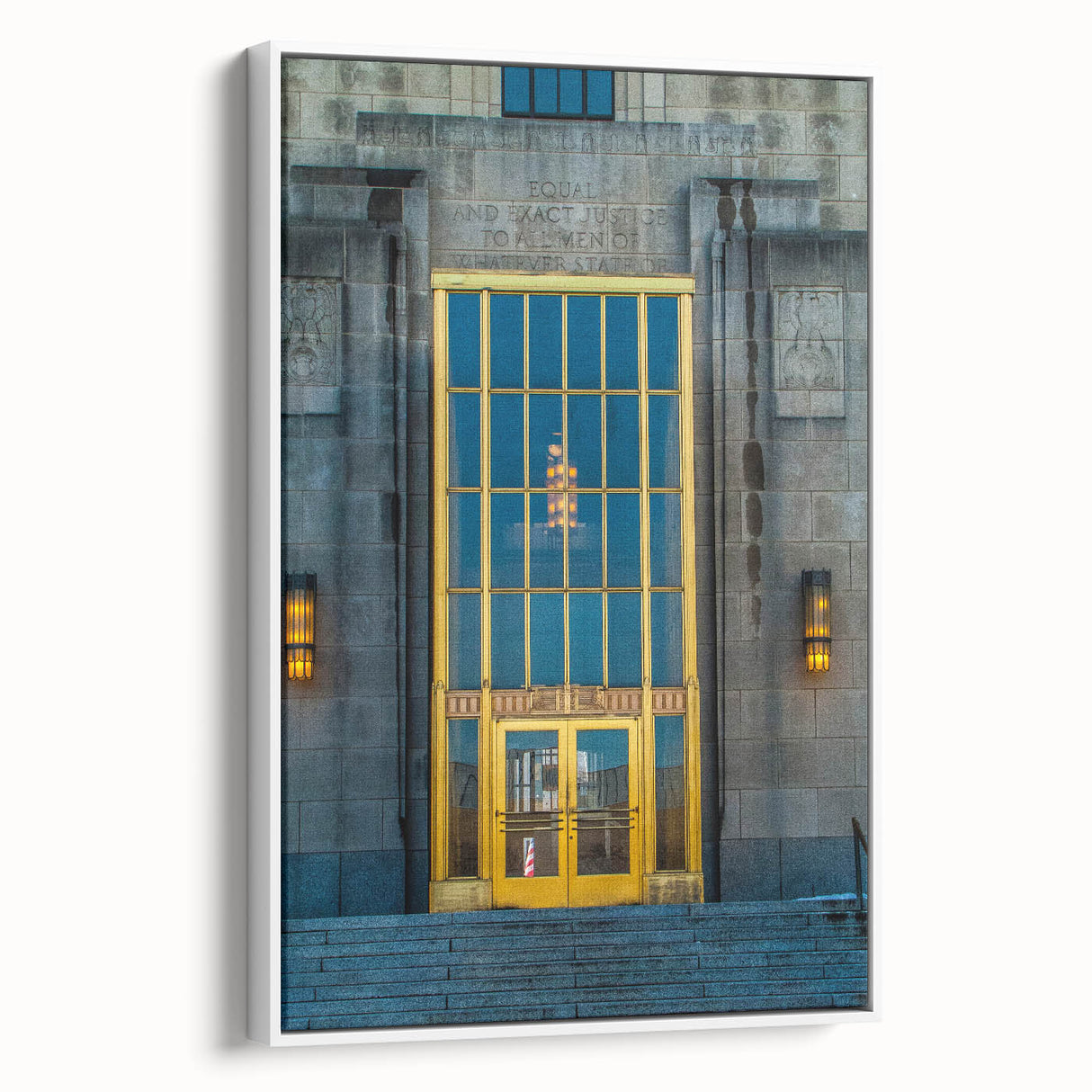 Vintage poster art of Alabama scenery on a framed canvas, featuring vibrant colors, ideal for living room decor.