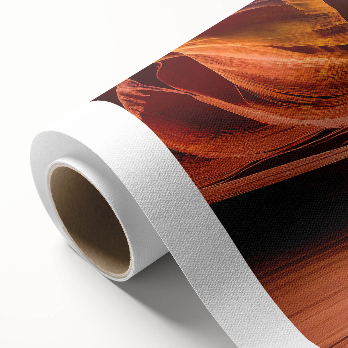 Art Deco poster of Antelope Canyon in Arizona on rolled canvas, with warm earth tones, ideal for nursery wall art.
