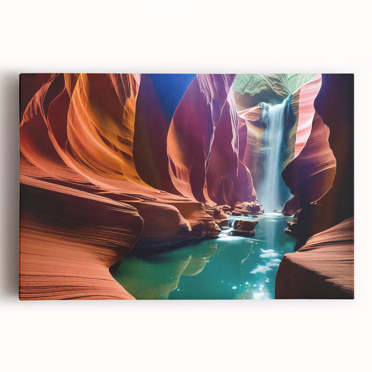 Black and white photograph of Antelope Canyon on stretched canvas, ideal for kitchen wall art.