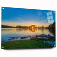 Acrylic glass print of an abstract Arkansas scenery in earthy tones, suitable for bedroom or dining room decor.