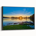 Black and white framed canvas of Arkansas landscape, exhibiting vintage poster art, suitable for bedroom decor.