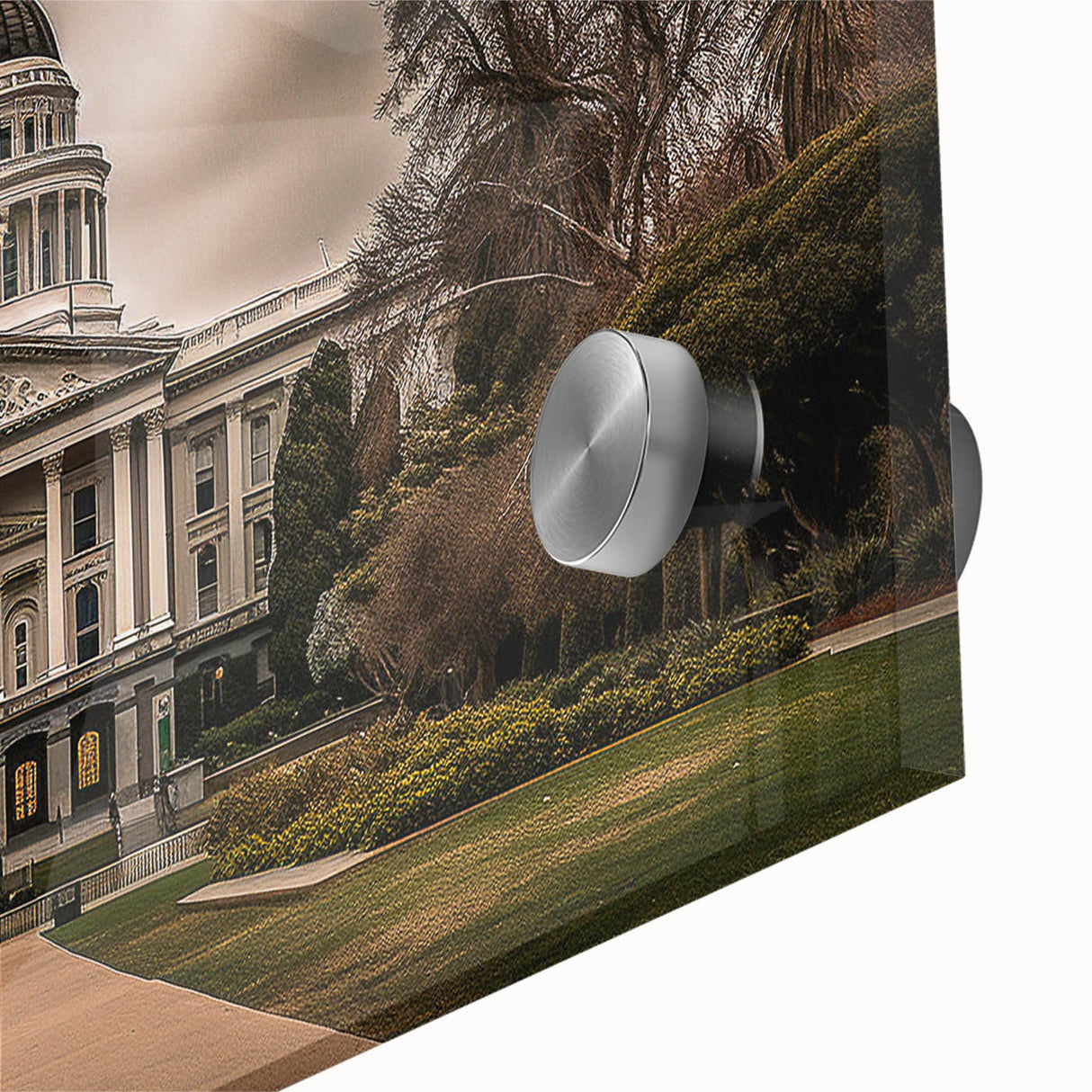 Large abstract wall art depicting Sacramento scenery with vibrant colors on acrylic glass.