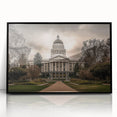 Large abstract wall art depicting a vibrant, colorful Sacramento scene on a black framed acrylic.