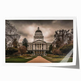 Extra large rolled print of Sacramento scenery with floral motifs in soft pastel shades, ideal for art wall dining room.