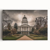 Black and white large art print of Sacramento scenery on stretched canvas, ideal for kitchen wall art.
