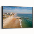 Black and white framed canvas of Daytona landscape in a vintage poster style, ideal for bedroom decor.
