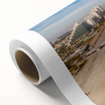 Art Deco style Daytona scenery on rolled canvas, featuring pastel shades, ideal for nursery wall art.