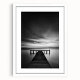 Abstract art print of Delaware scenery in muted earth tones, framed with a white mat, ideal for dining room decor.