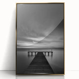 Large art print of Delaware scenery in mid-century modernist style, framed in acrylic with gold accents.