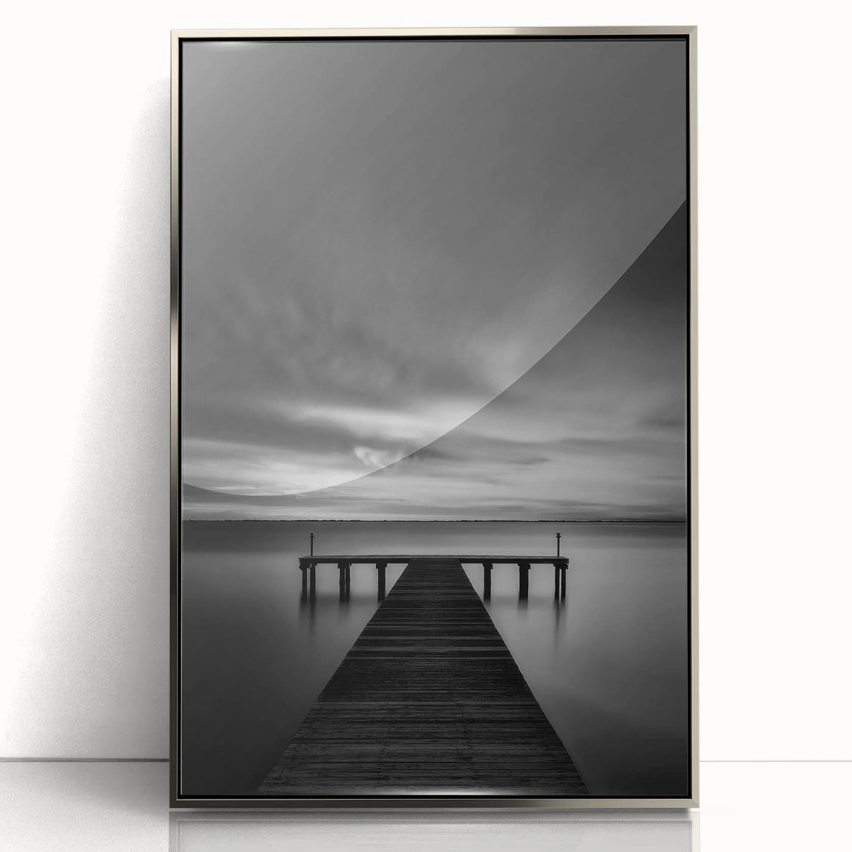 Mid-century modernist art depicting Delaware scenery in muted earth tones on a framed acrylic panel.