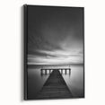 Black and white landscape art painting of Delaware scenery on framed canvas, suitable for bedroom wall decor.