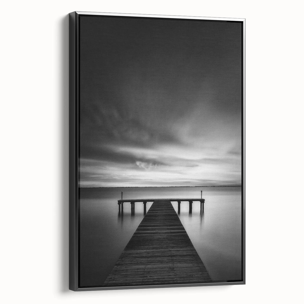 Black and white landscape art painting of Delaware scenery on framed canvas, suitable for bedroom wall decor.