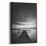 Black and white landscape art painting of Delaware scenery on framed canvas, suitable for bedroom wall decor.