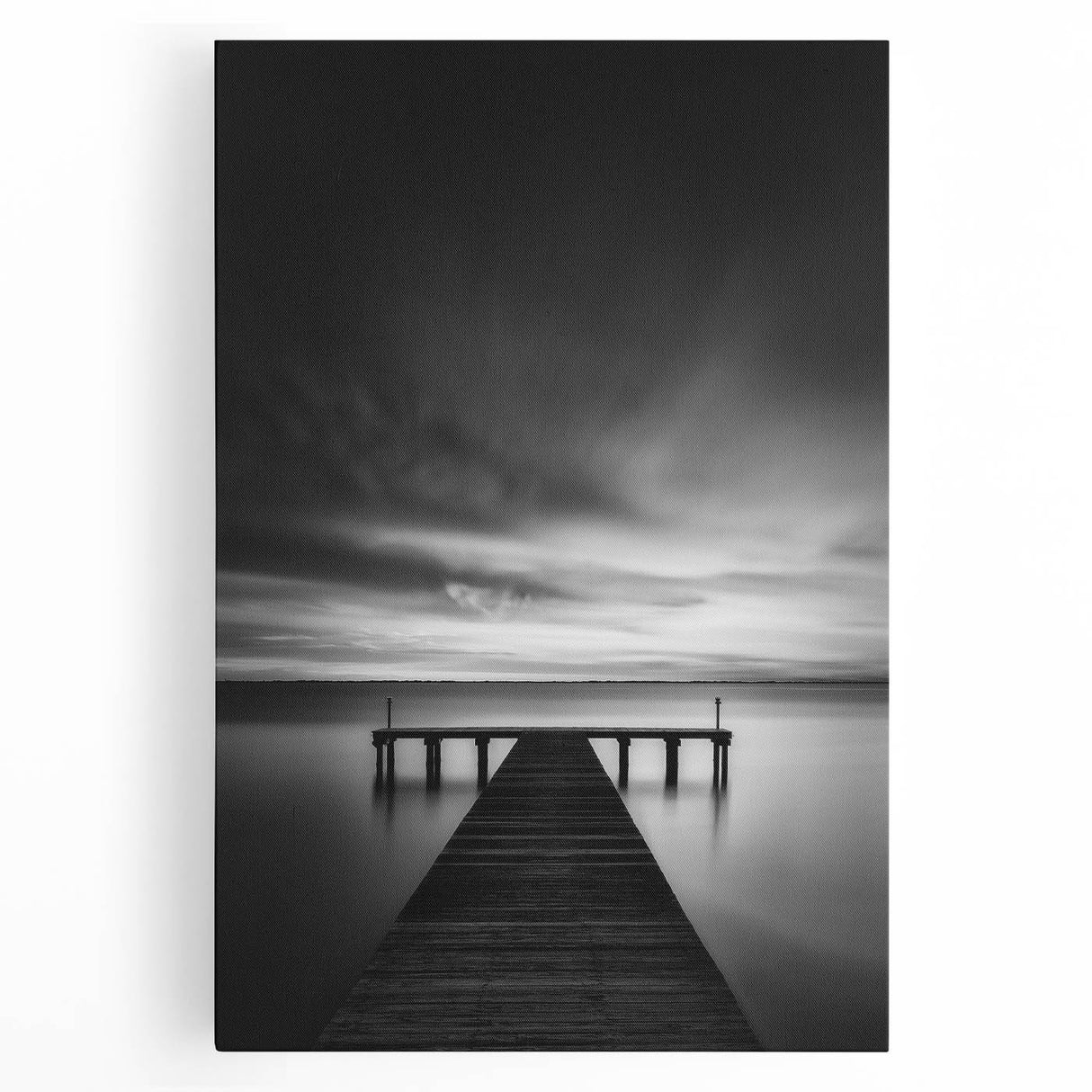 Black and white stretched canvas featuring a panoramic Delaware landscape, ideal for kitchen wall art.