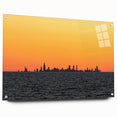 Acrylic print of a large abstract depiction of Chicago's skyline in cool blue tones.