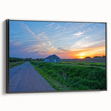 Black and white landscape art painting of Iowa scenery on framed canvas, ideal for bedroom wall art.