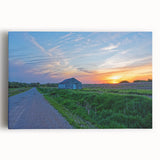 Black and white photo of Iowa scenery on large stretched canvas, suitable for kitchen wall art.
