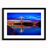 Extra large abstract art print depicting a vibrant, colorful Kansas scenery on a textured canvas, framed in black.