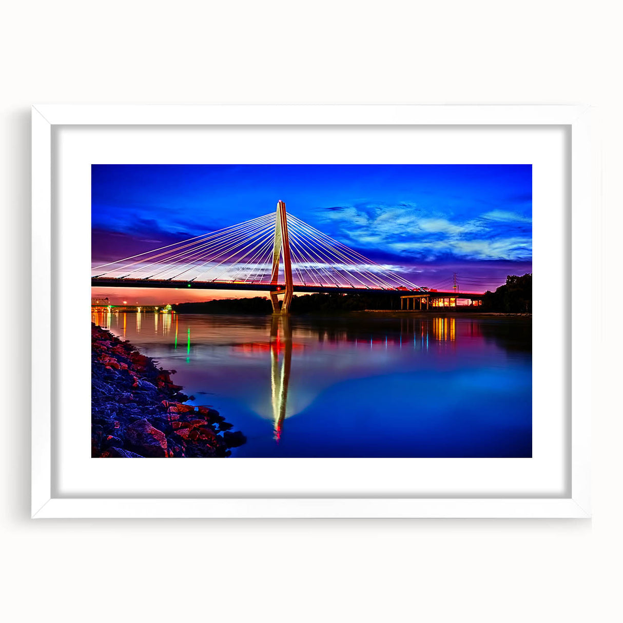 Abstract art print of Kansas scenery in muted earth tones on a framed white mat, ideal for dining room decor.