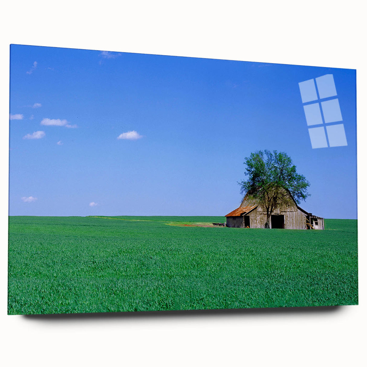Large abstract wall art depicting vibrant Kentucky scenery on acrylic glass, suitable for bedroom or dining room decor.