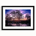 Abstract art print of a Louisiana landscape in vibrant colors on a large framed canvas, ideal for living room decor.