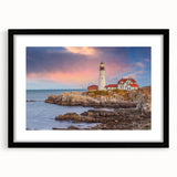 Extra large framed wall art of abstract Acadia scenery in colorful, textured style, ideal for living room decor.
