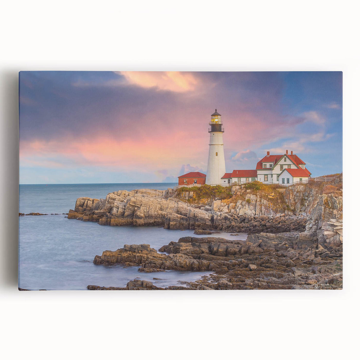Black and white stretched canvas of Acadia National Park, ideal for kitchen wall art.