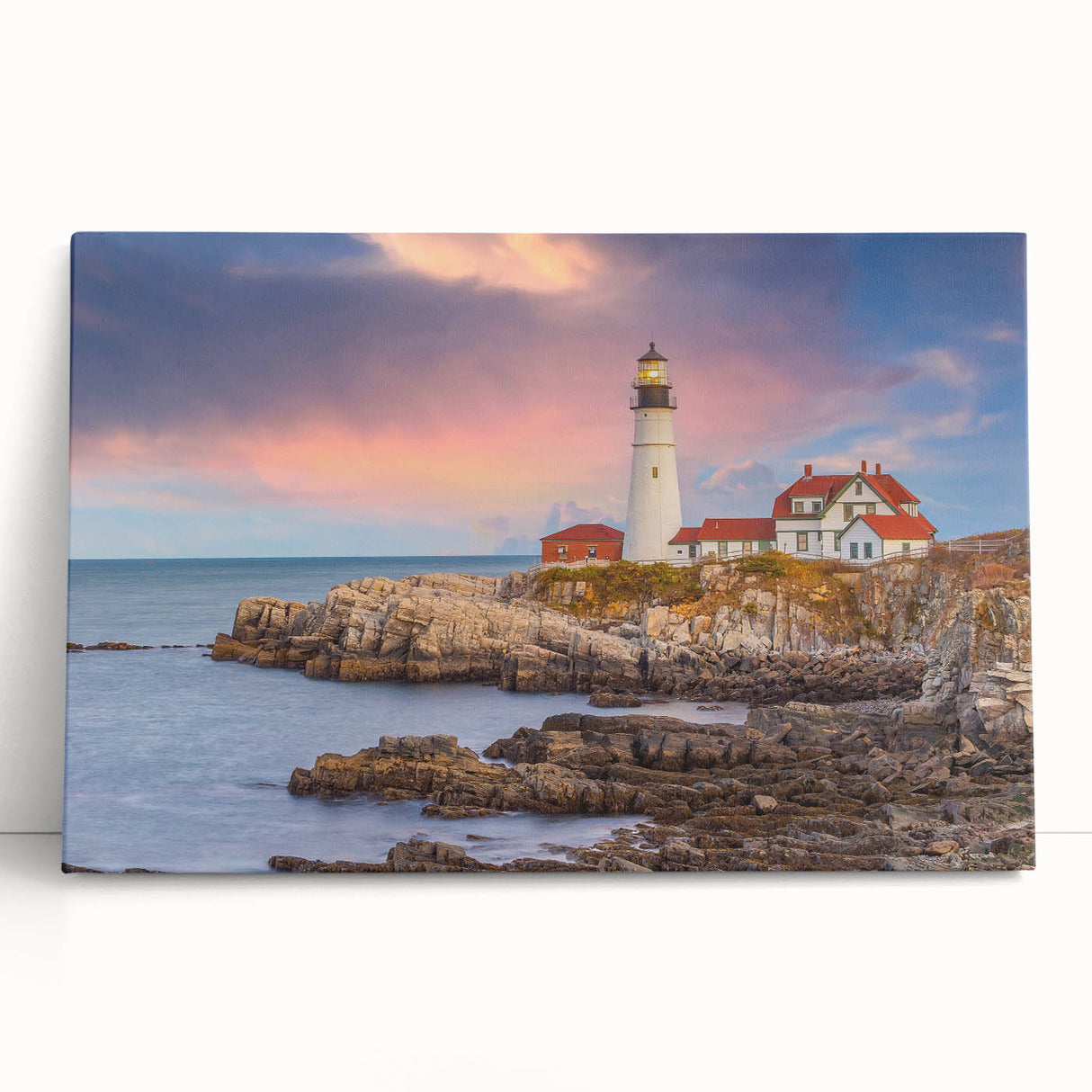 Black and white photograph of Acadia National Park on stretched canvas, ideal for kitchen wall art or bedroom.